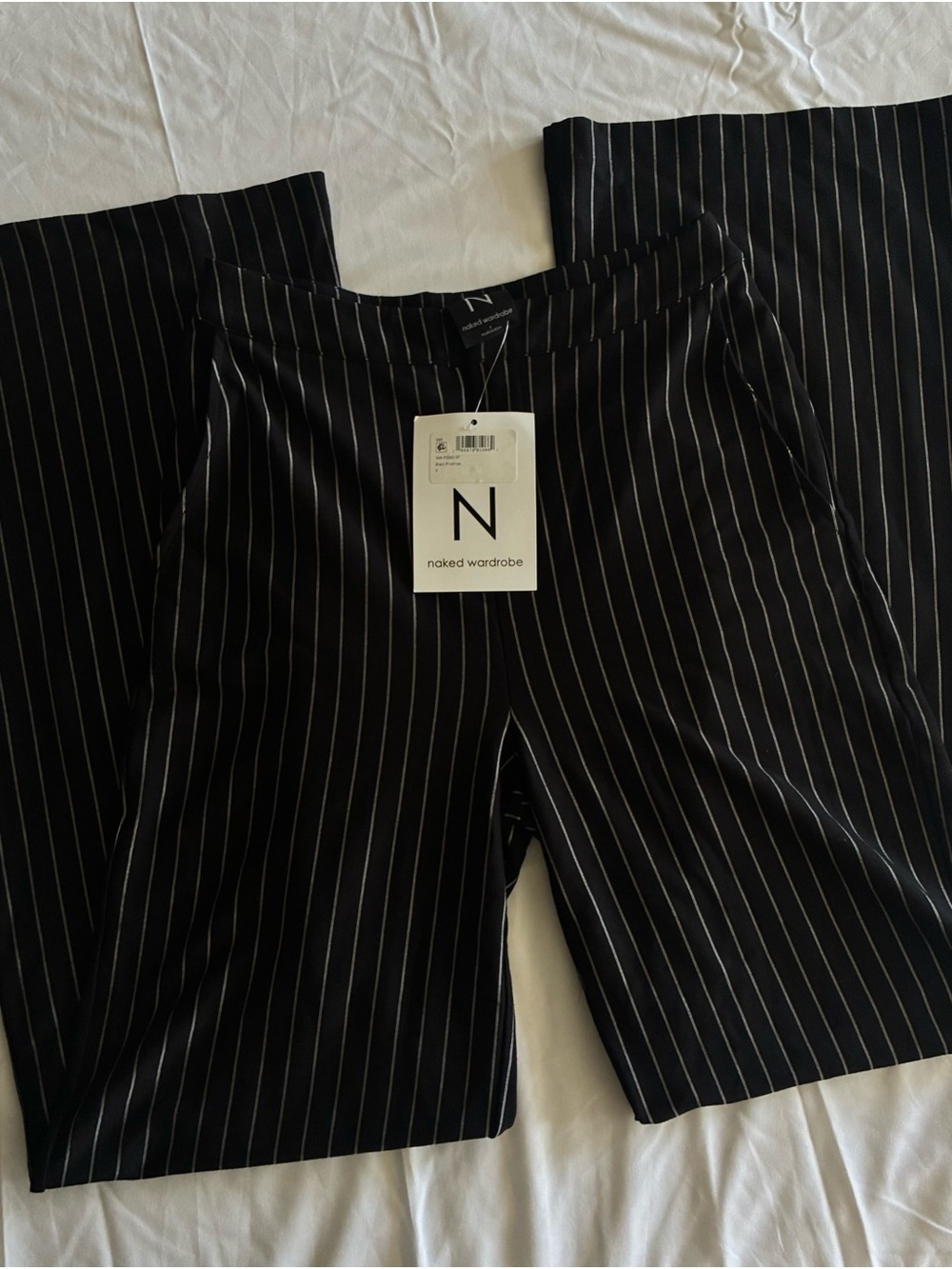naked wardrobe Black Pinstripe Straight-Leg womens Trousers